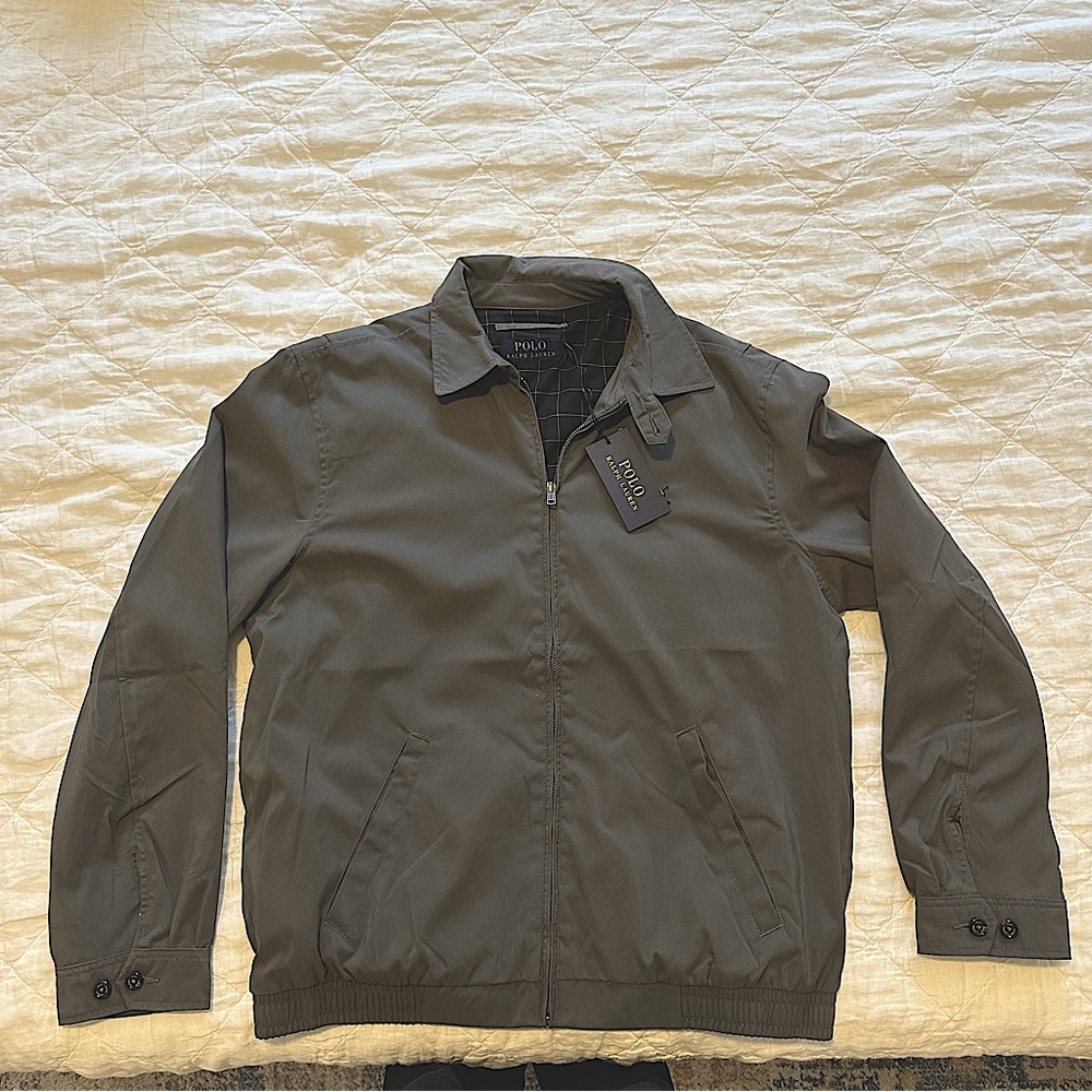 NWT Ralph Lauren Bi-Swing grey gray jacket zip up lightweight rain jacket